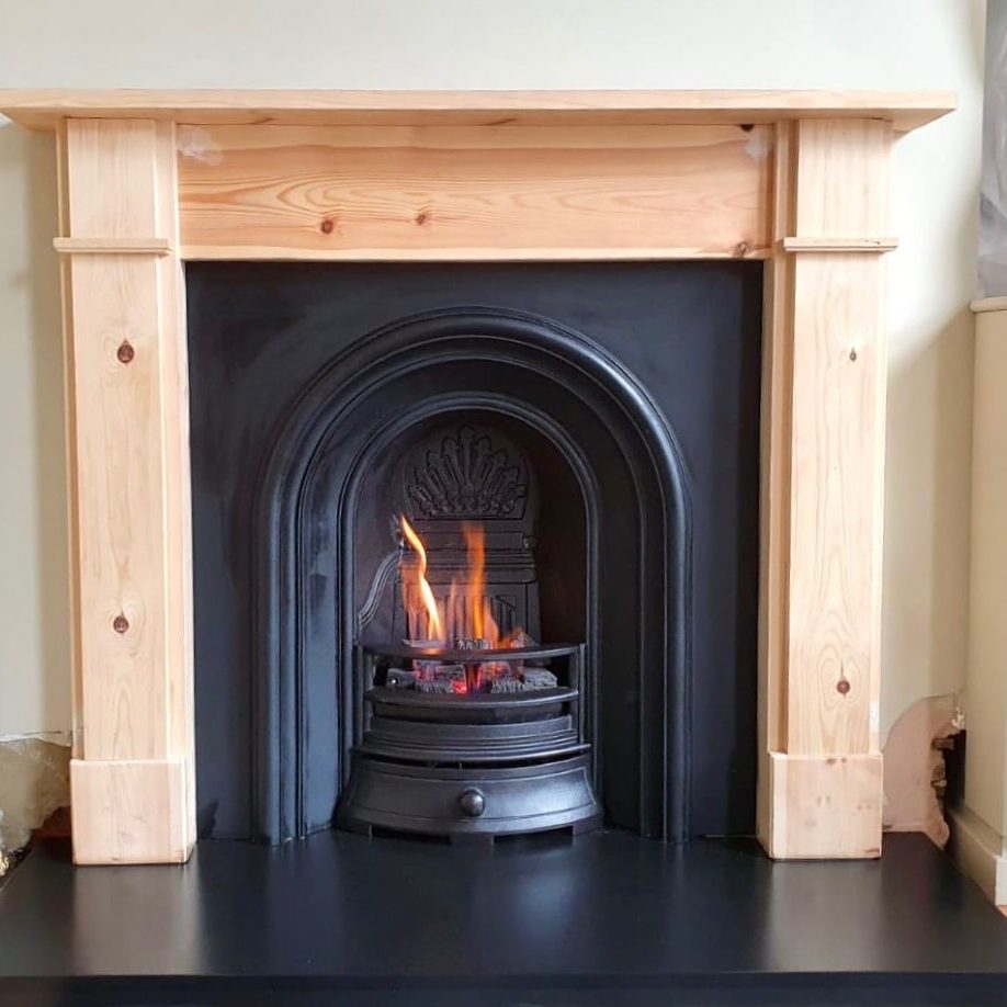 Gas Fireplace with Wooden Mantelpiece