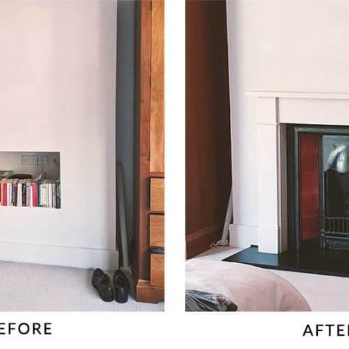 Bedroom Fireplace Installation before and after