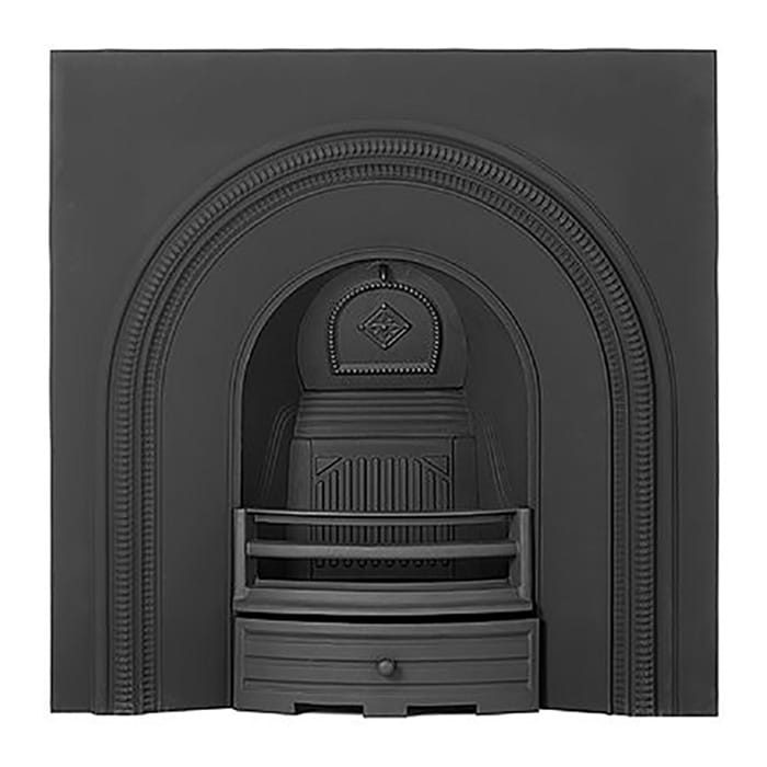 Lyndhurst cast-iron fireplace insert with black finish.